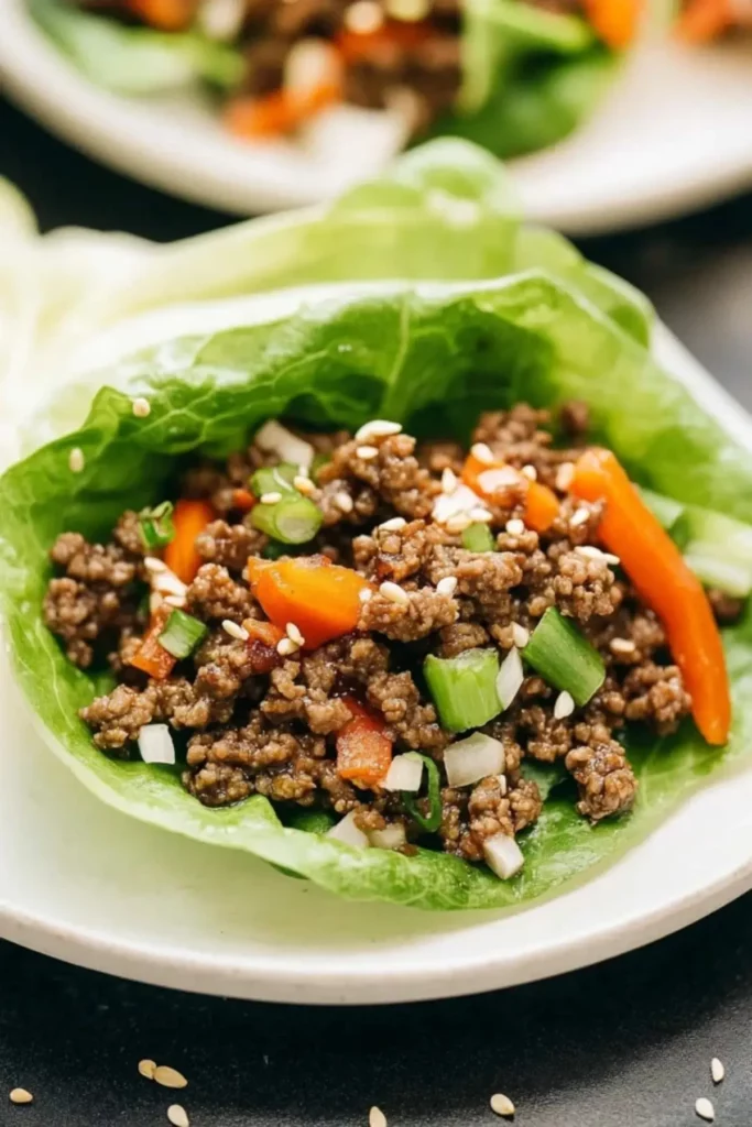 Asian-Style Ground Beef Lettuce Wraps