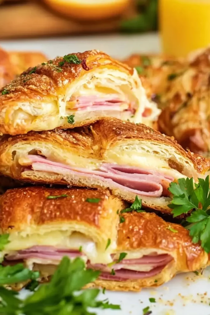 Baked Ham and Cheese Croissants