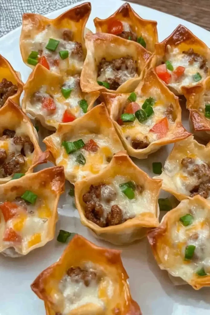 Cheesy Sausage Wonton Cups