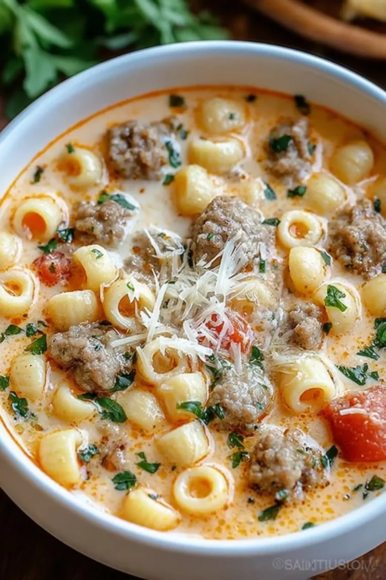 Creamy Parmesan Italian Sausage Ditalini Soup