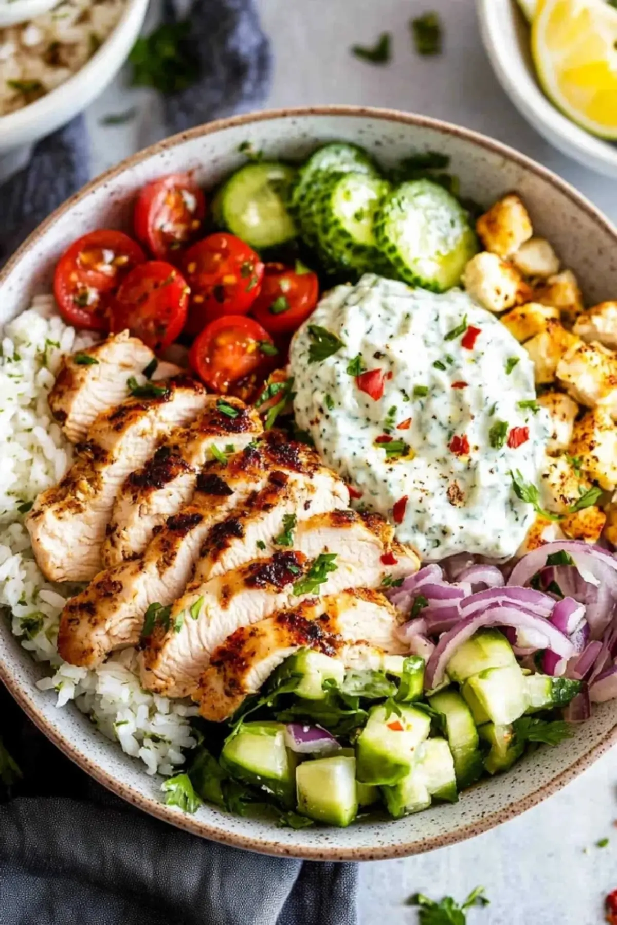 Greek Chicken Bowls With Tzatziki
