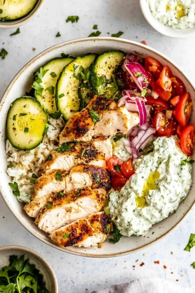 Greek Chicken Bowls With Tzatziki