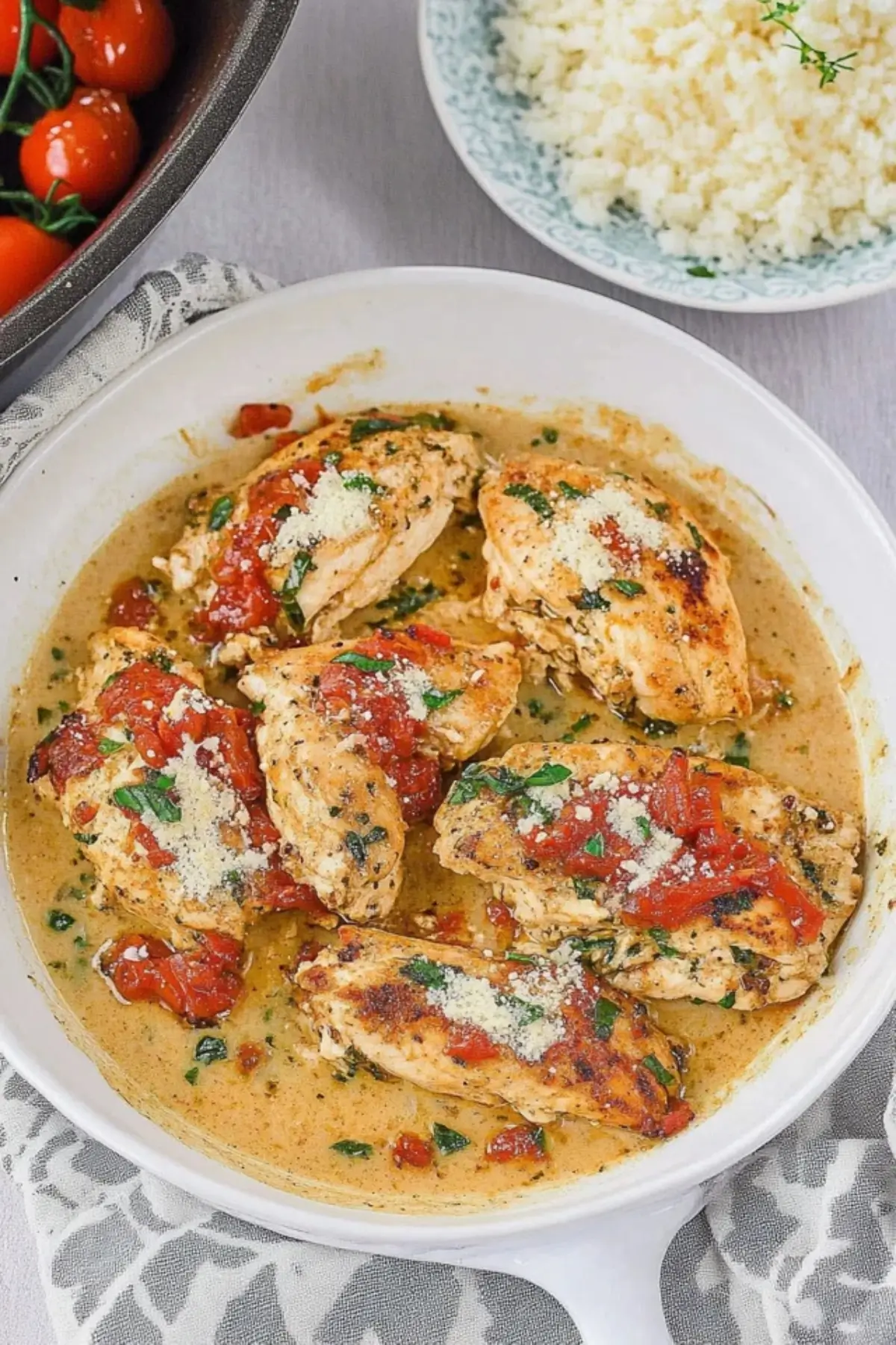 Keto Tomato Basil Chicken Skillet