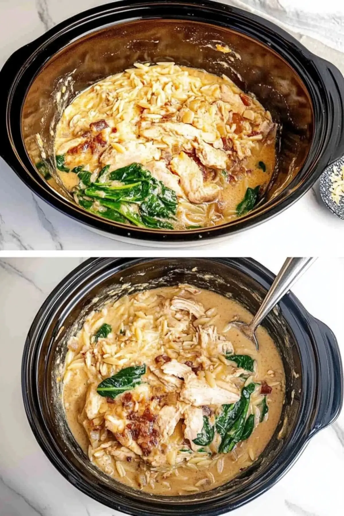Slow Cooker Creamy Tuscan Chicken Orzo