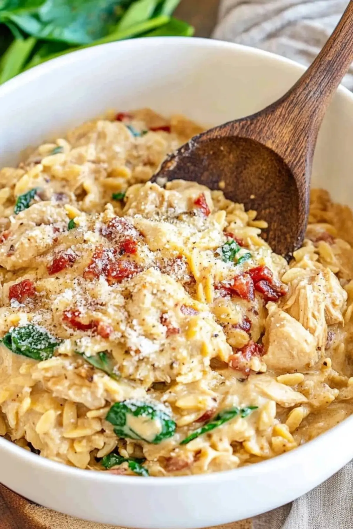 Slow Cooker Creamy Tuscan Chicken Orzo
