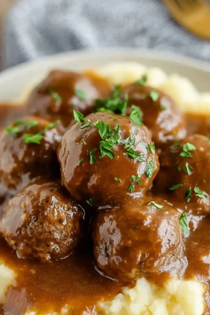 Slow Cooker Salisbury Steak Meatballs