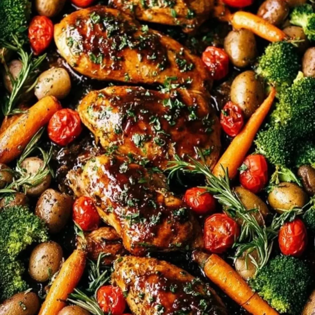 One Pan Balsamic Chicken and Veggies