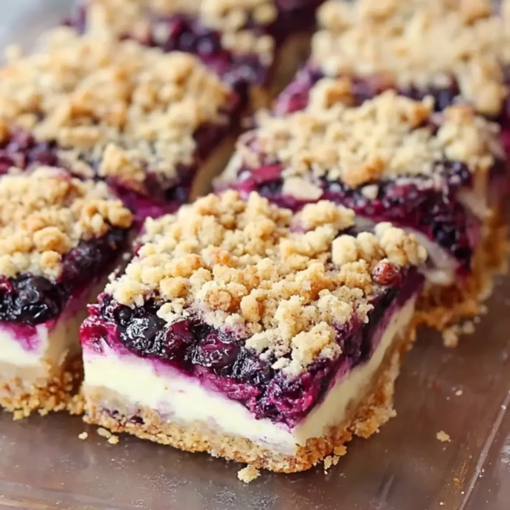 Blueberry Crisp Cheesecake Bars