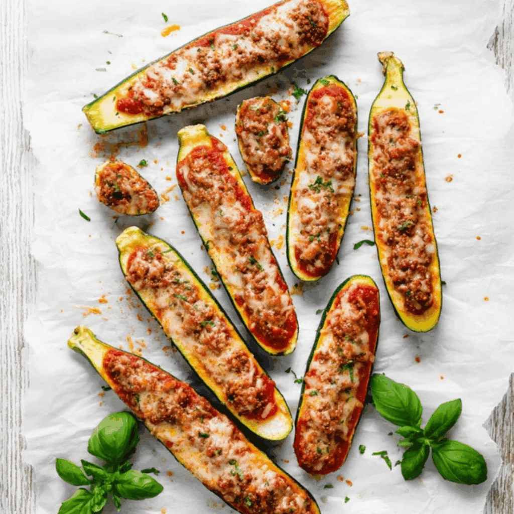 Cheesy Baked Zucchini with Marinara
