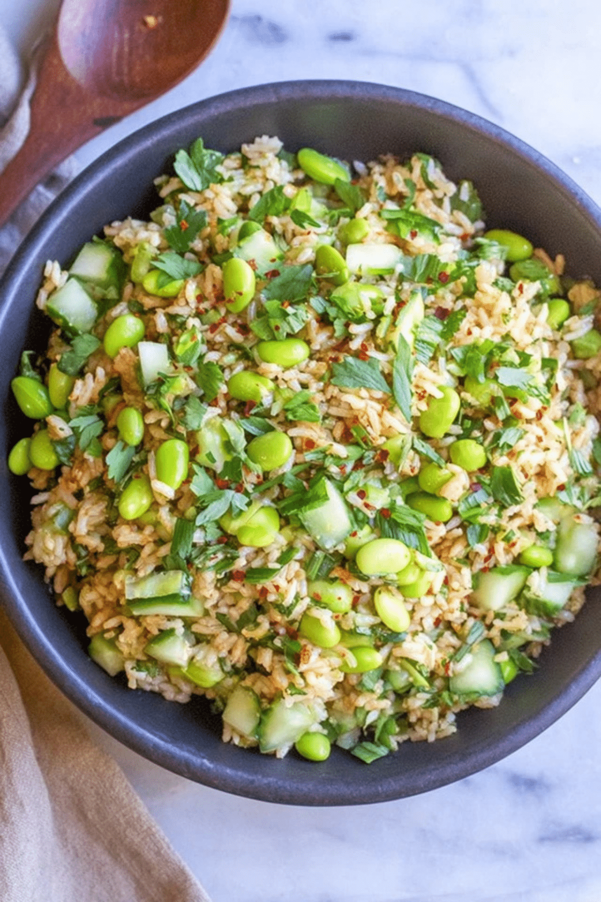 Cucumber Edamame Rice Salad