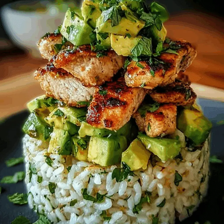 Honey Lime Chicken & Avocado Rice Stack