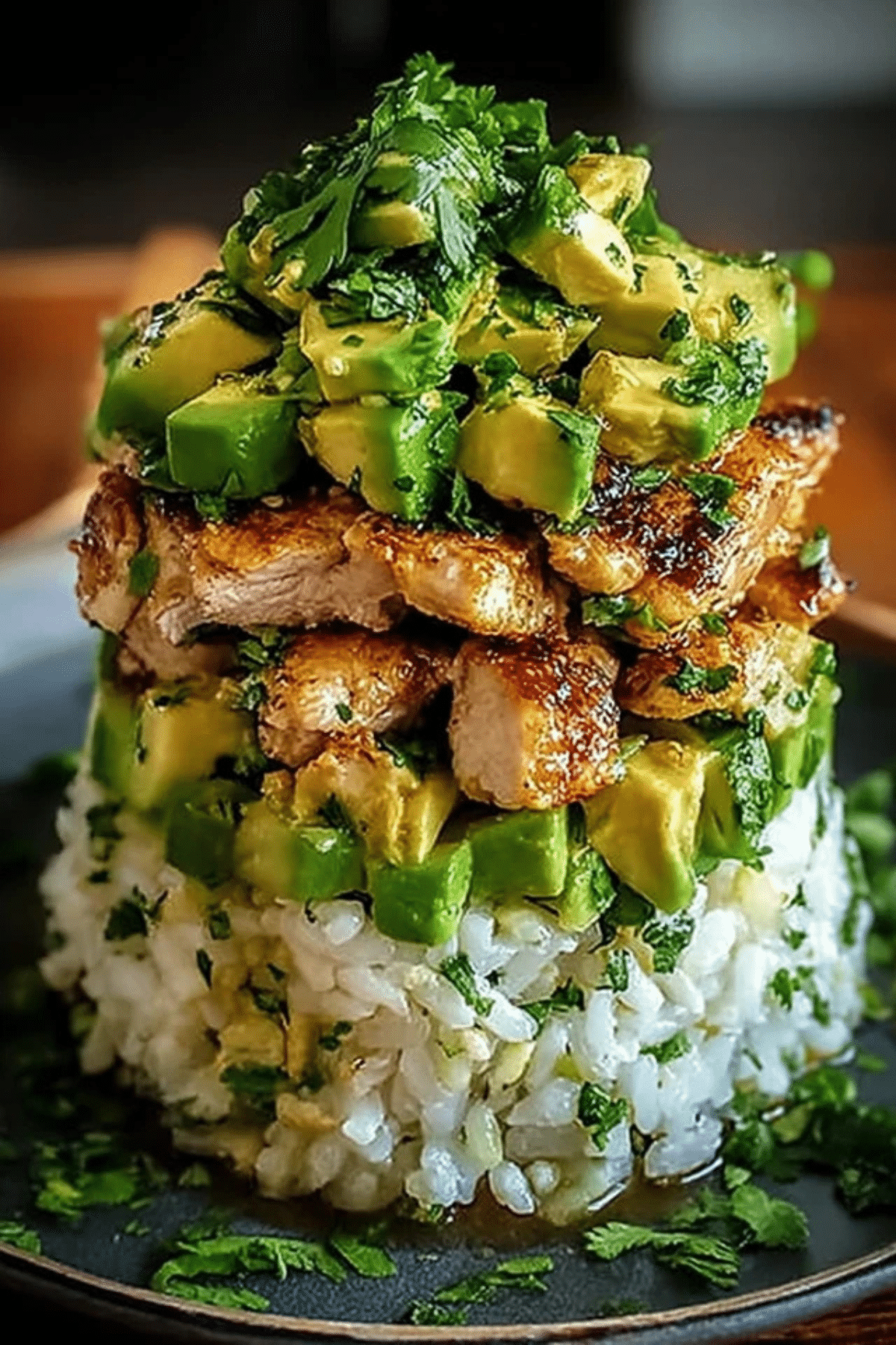 Honey Lime Chicken & Avocado Rice Stack