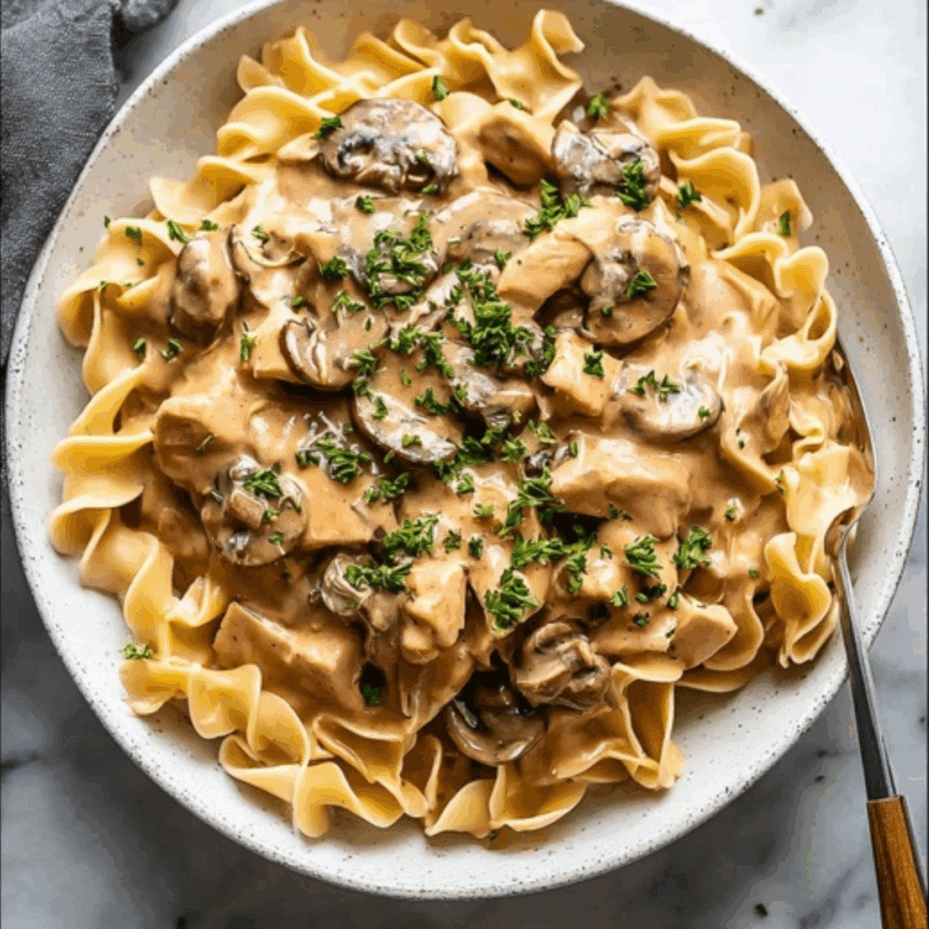 One Pan Chicken Stroganoff