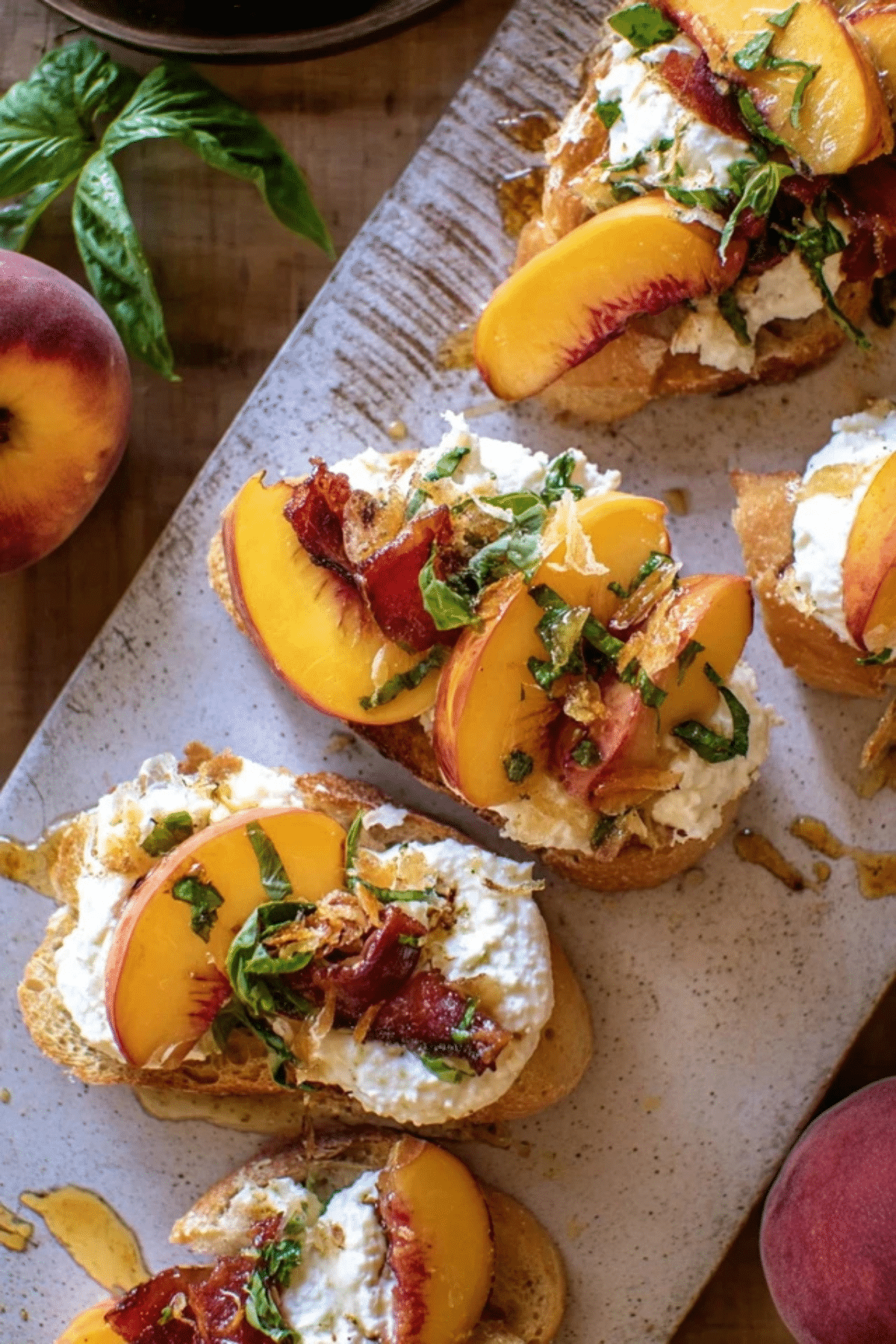Peach Burrata Parmesan Crostini