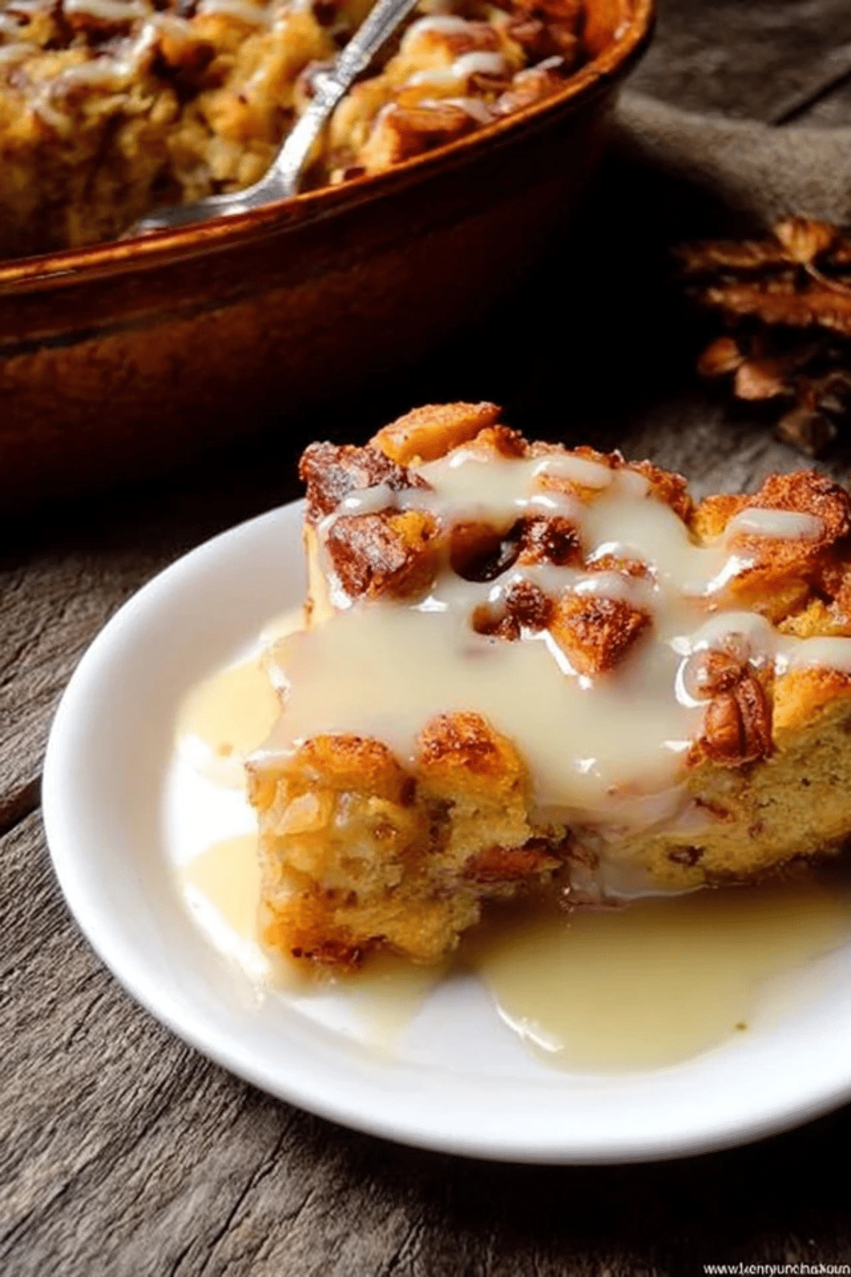 Pumpkin Bread Pudding with Apple Cider Butter Sauce