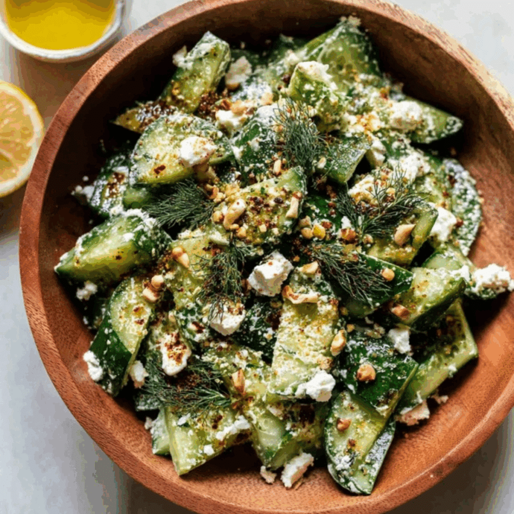 Smashed Cucumber Salad with Feta