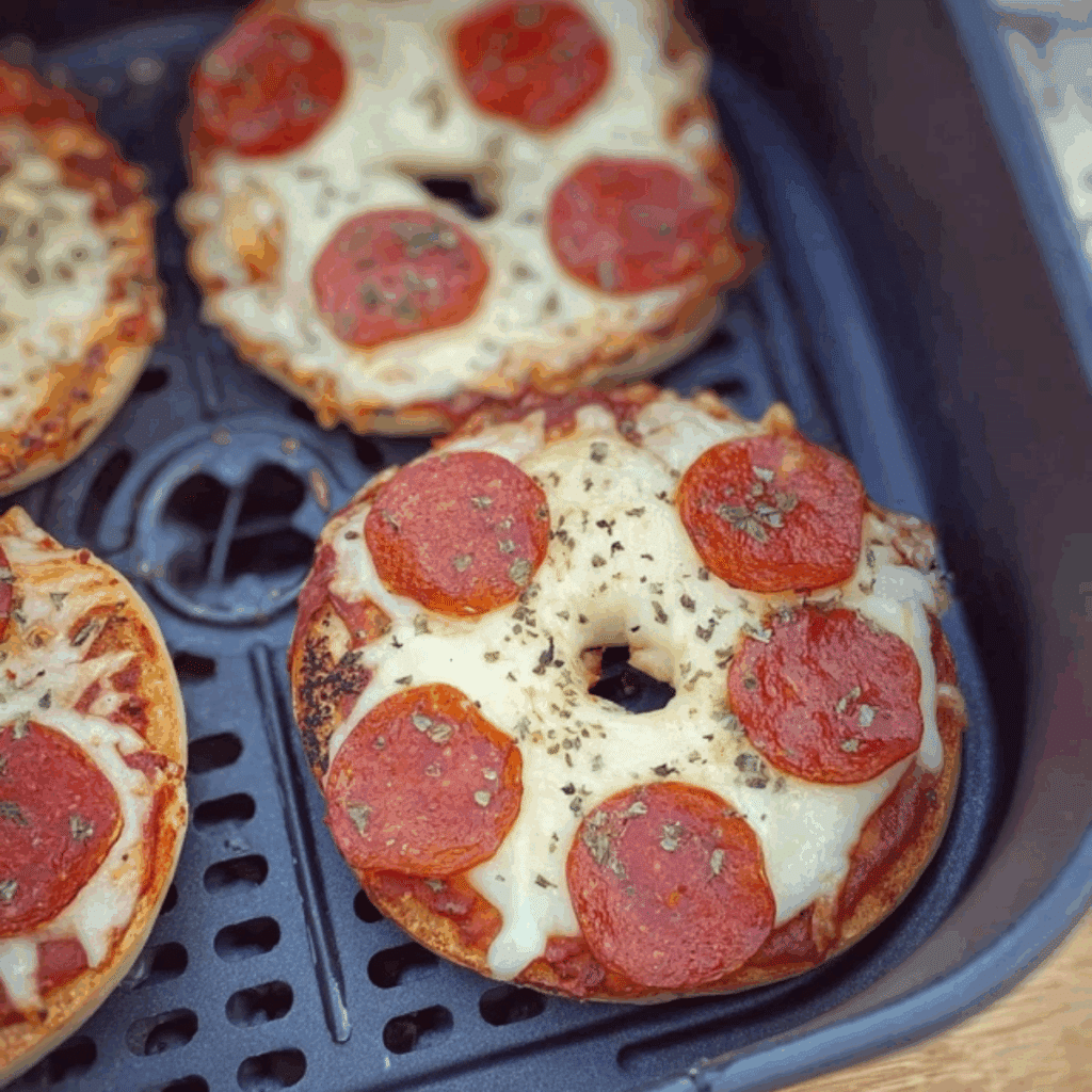 Air Fryer Bagel Pizzas