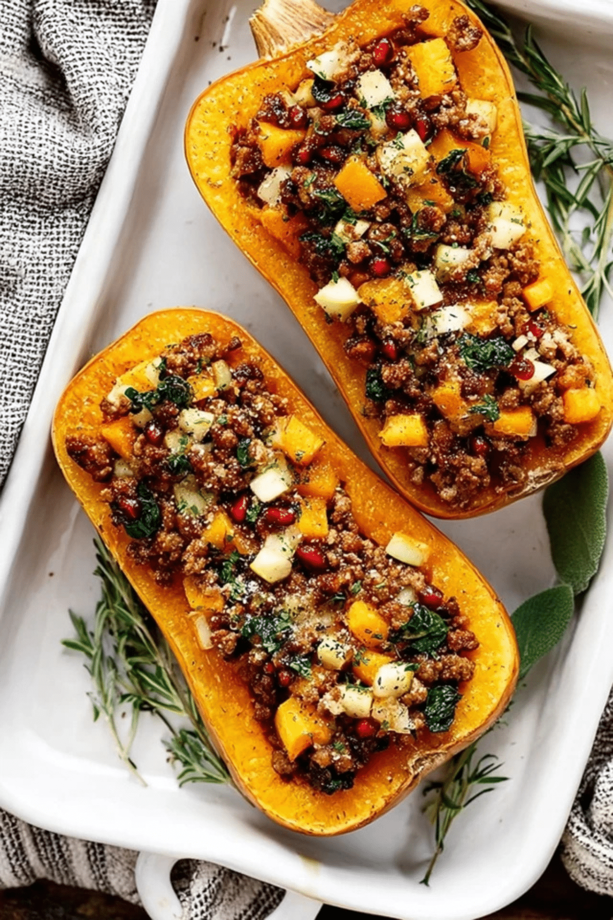 Apple Sausage Stuffed Butternut Squash