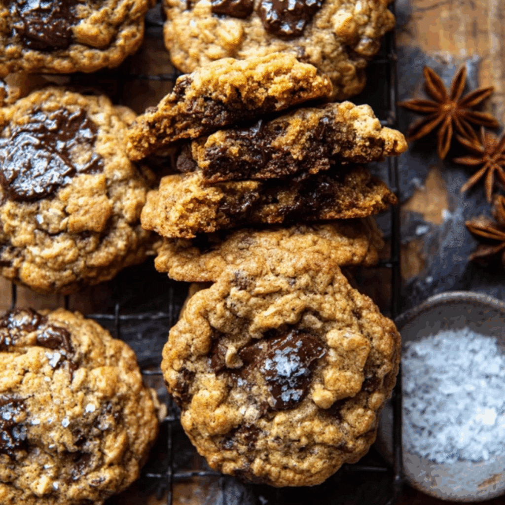 Brown Butter Pumpkin Oatmeal Chocolate Chip Cookies