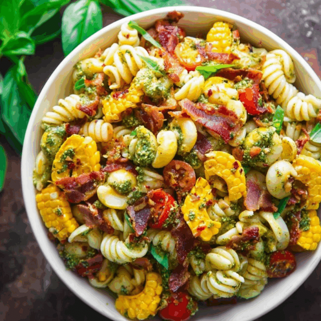 Corn Pasta Salad with Bacon