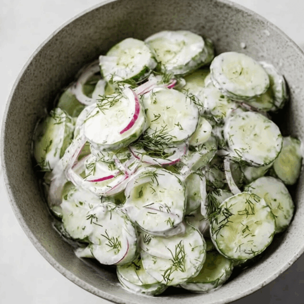 Creamy Dill Cucumber Onion Salad