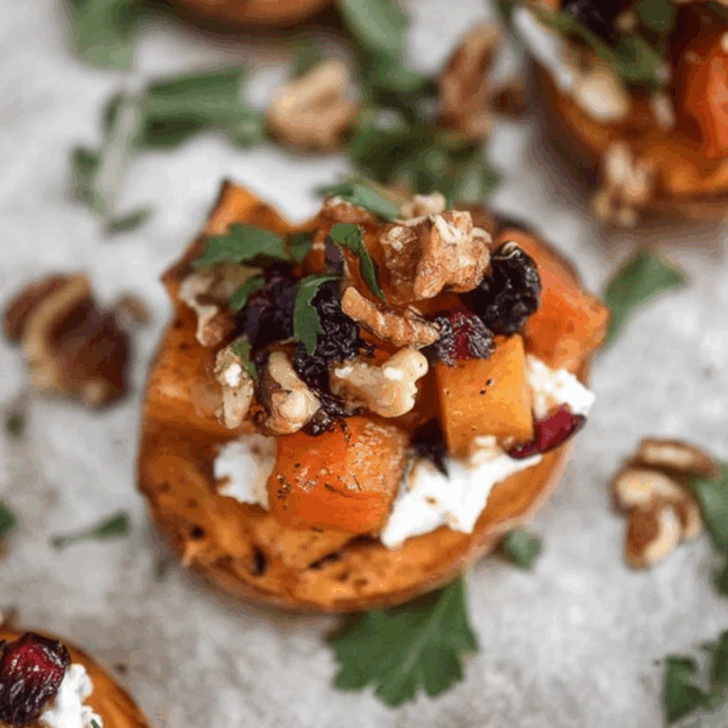 Fall Bruschetta On Sweet Potato Crostini