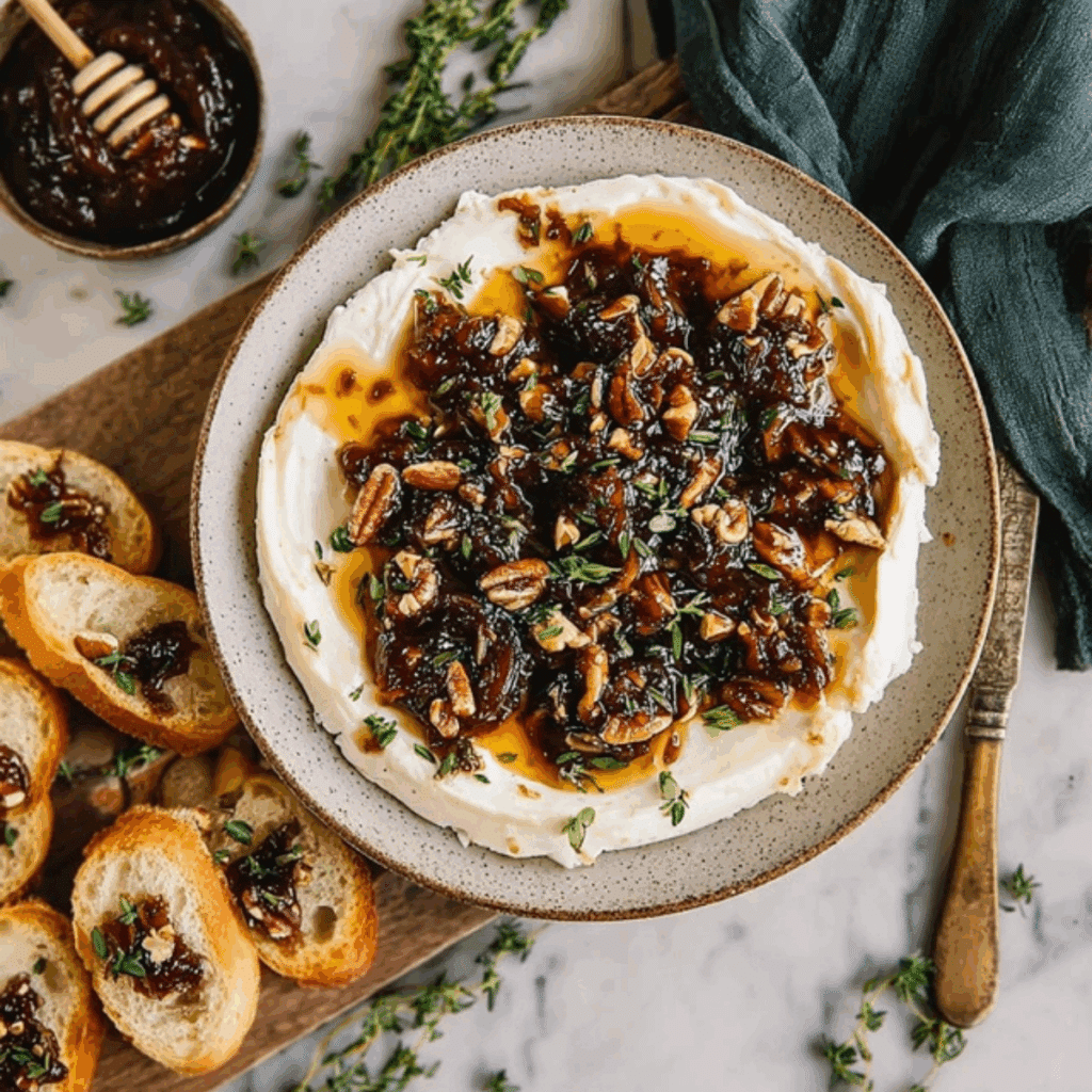 Goat Cheese Appetizer with Fig Jam & Pecans