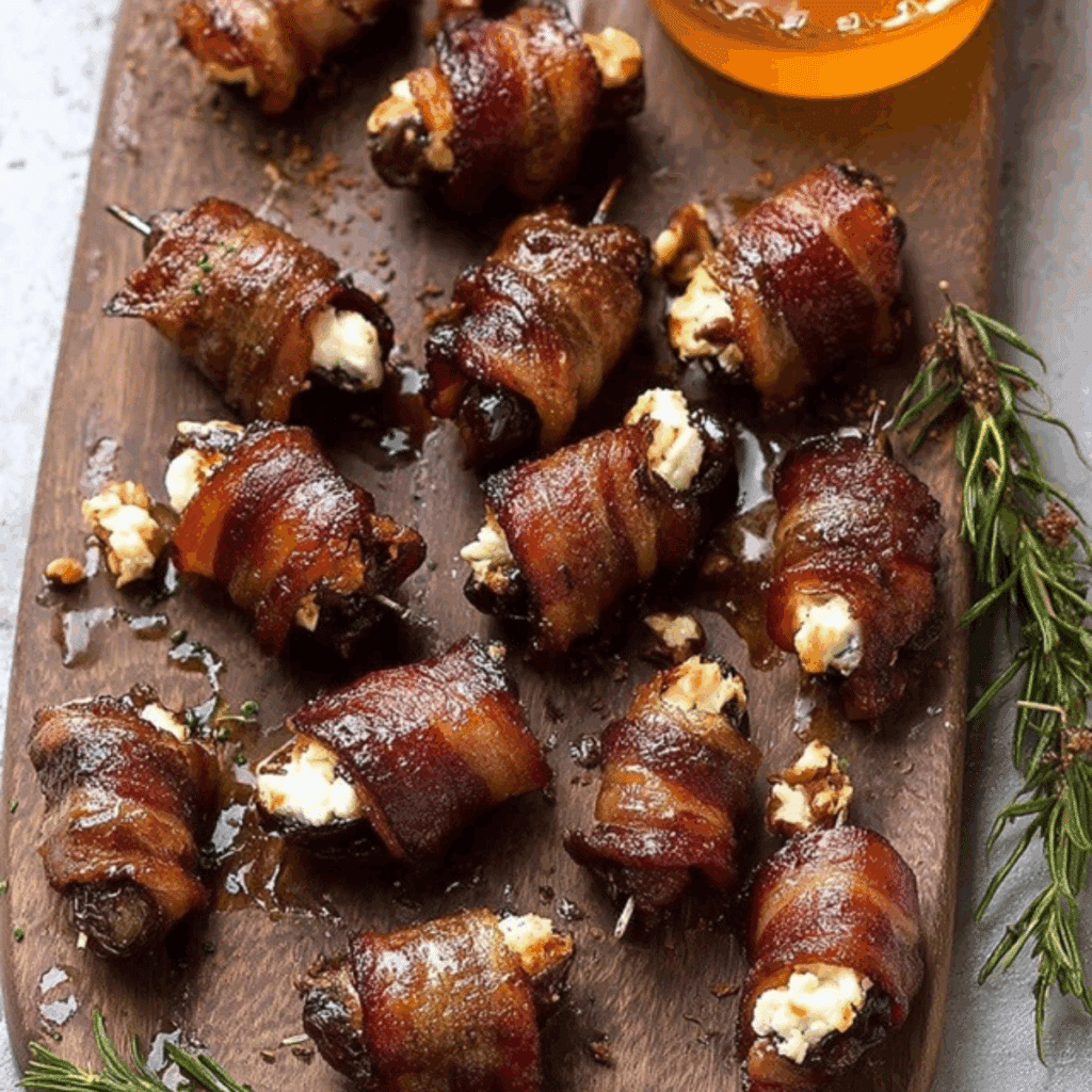 Goat Cheese Stuffed Bacon Wrapped Dates