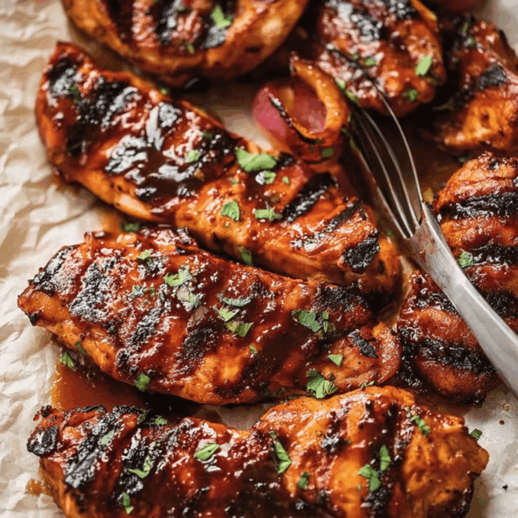 Grilled honey BBQ bacon chicken kabobs