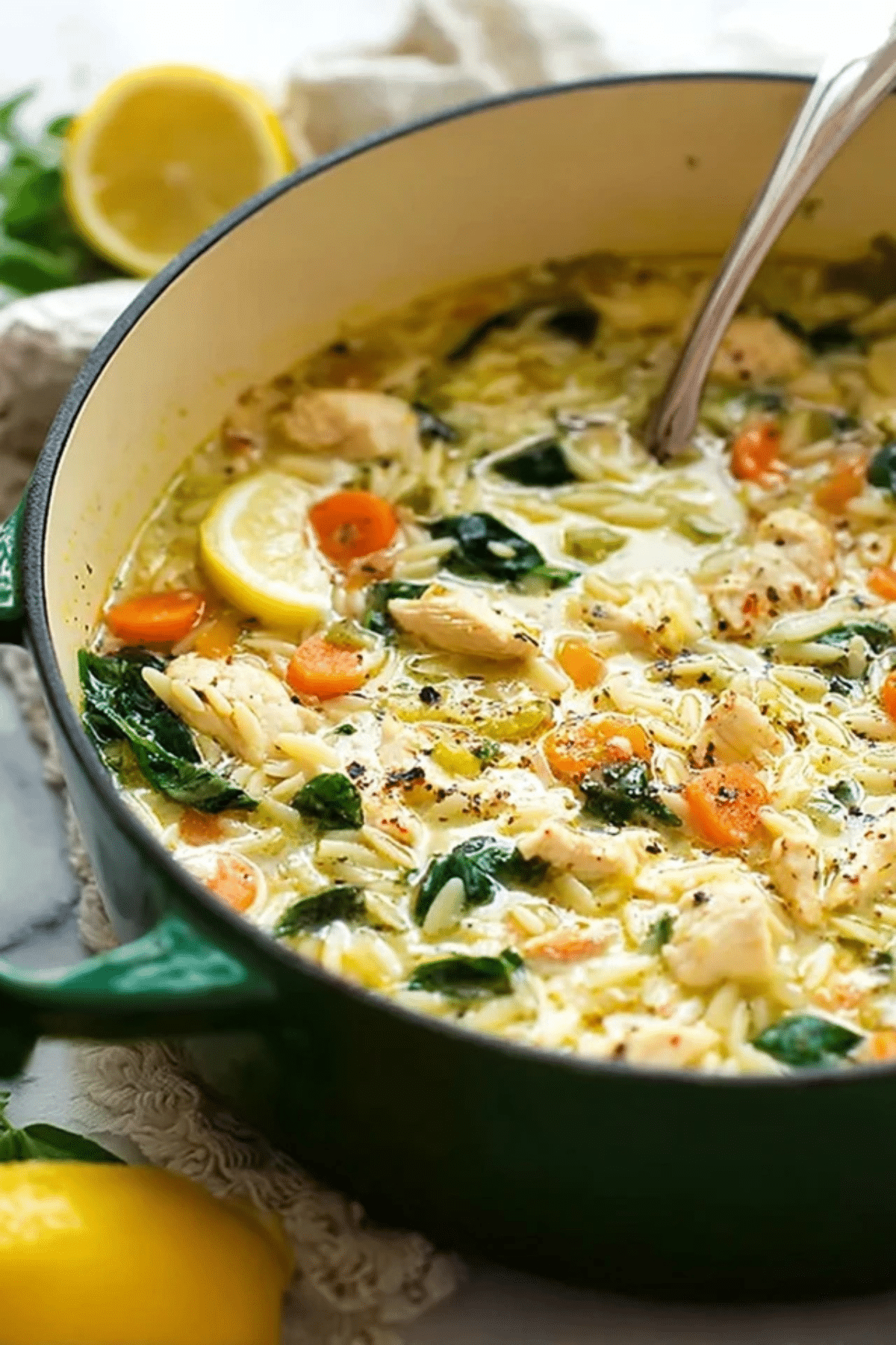 Lemon Chicken Orzo Soup