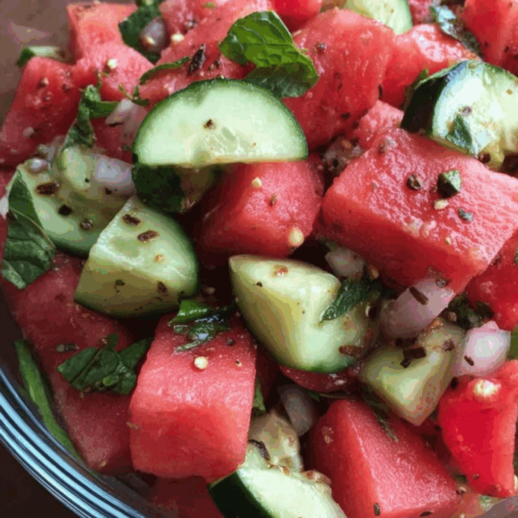 Mexican Watermelon Cucumber Salad