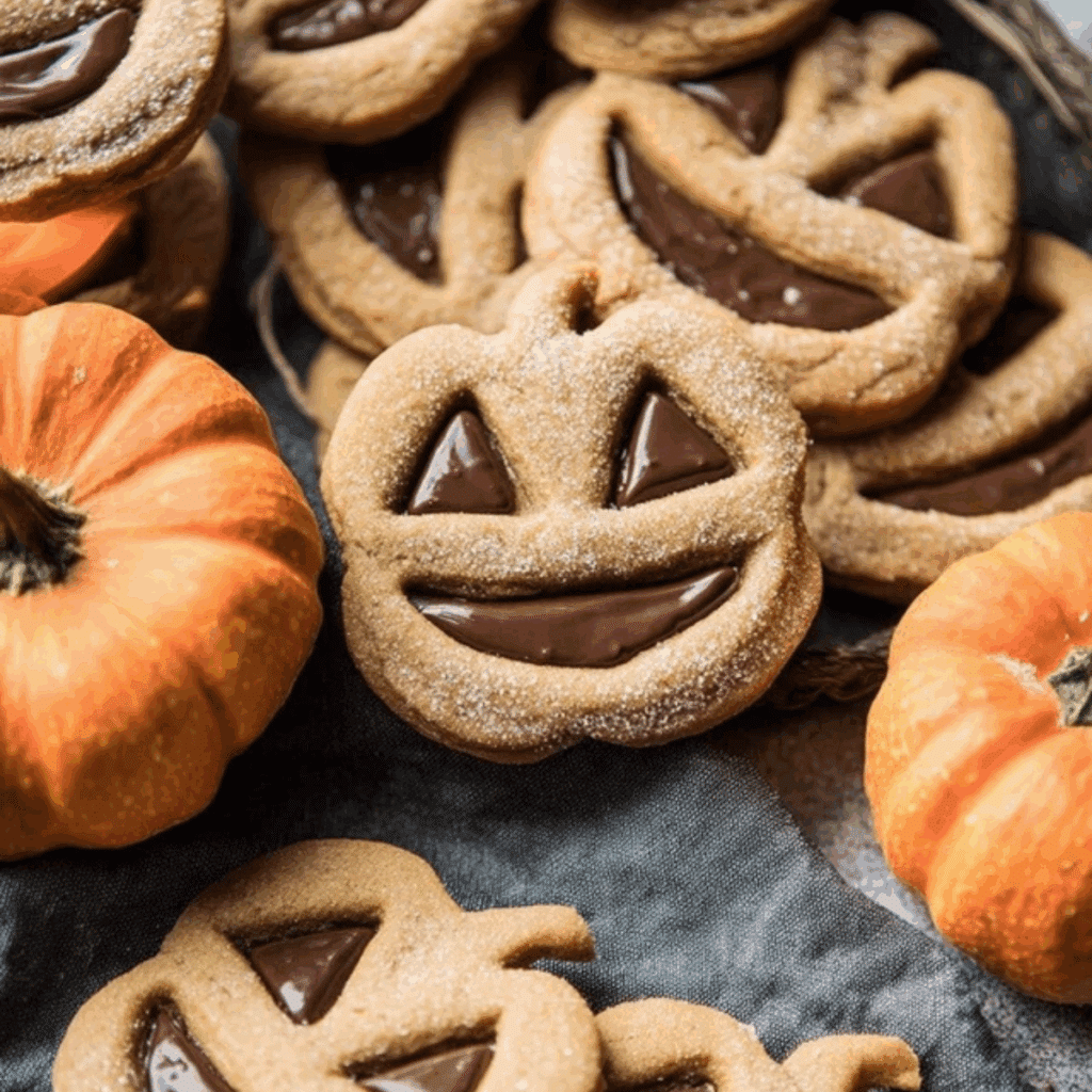 Milk Chocolate Stuffed Jack-O’-Lantern Cookies
