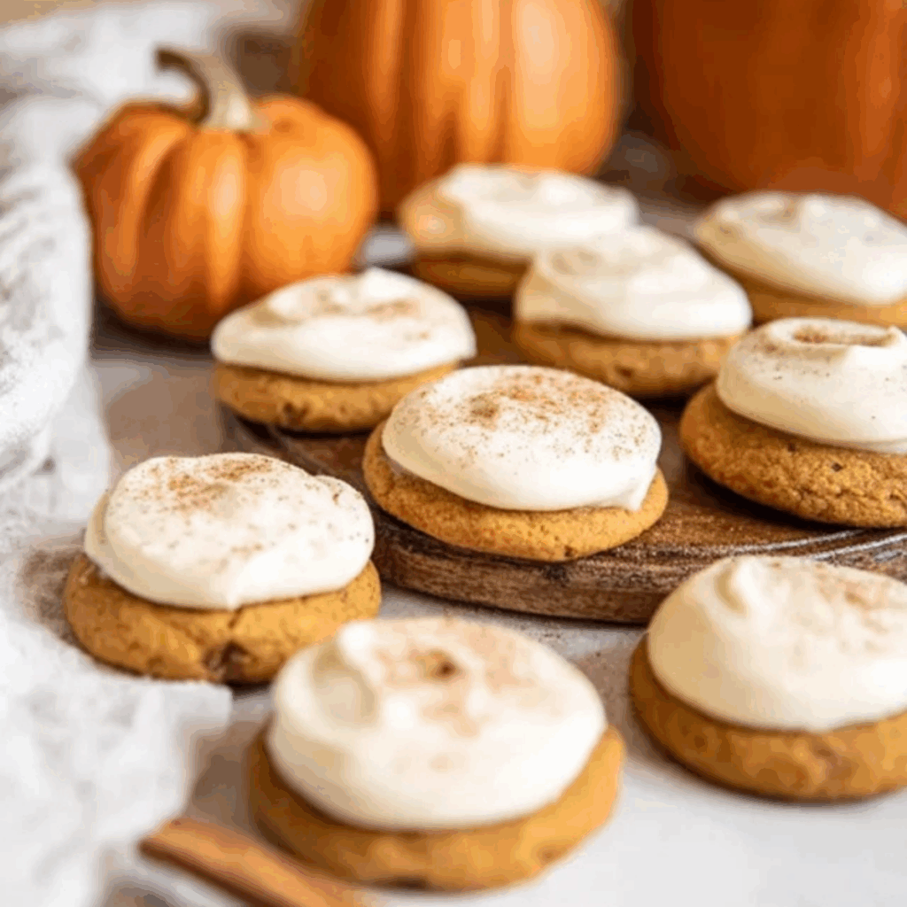 Pumpkin Cookies with Cream Cheese Frosting