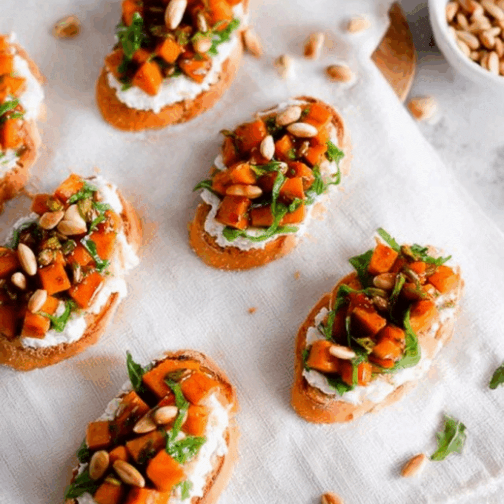 Whipped Goat Cheese Butternut Squash Bruschetta