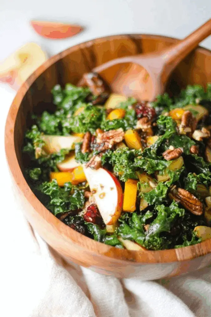 Autumn Kale Salad with Maple Balsamic Vinaigrette
