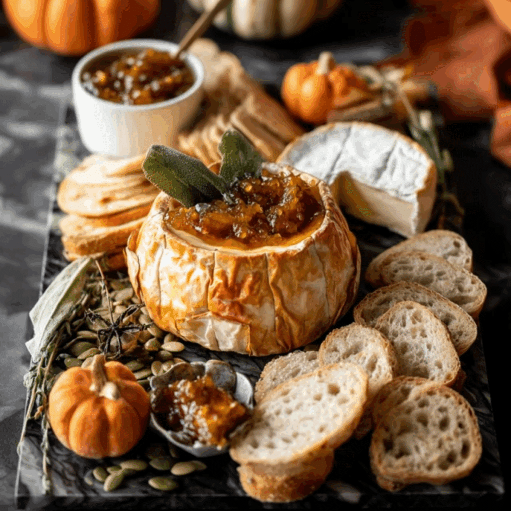 Brie Pumpkin with Spiced Maple Pumpkin Butter