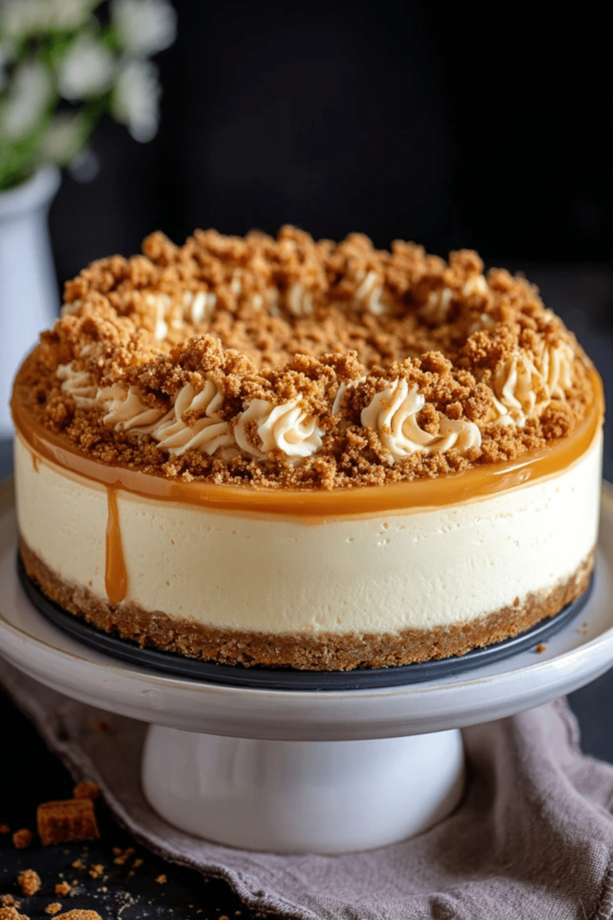 Butterscotch Cheesecake with a Buttery Crumble