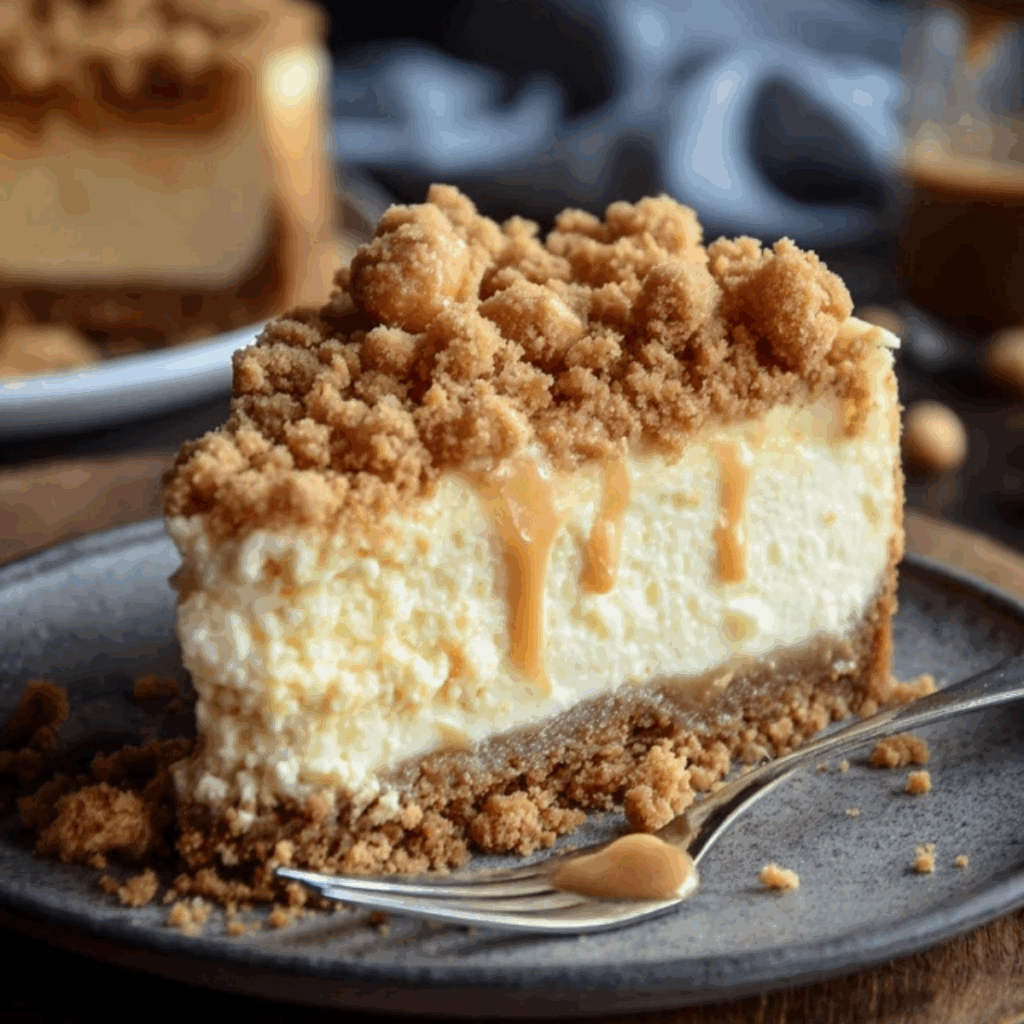 Butterscotch Cheesecake with a Buttery Crumble