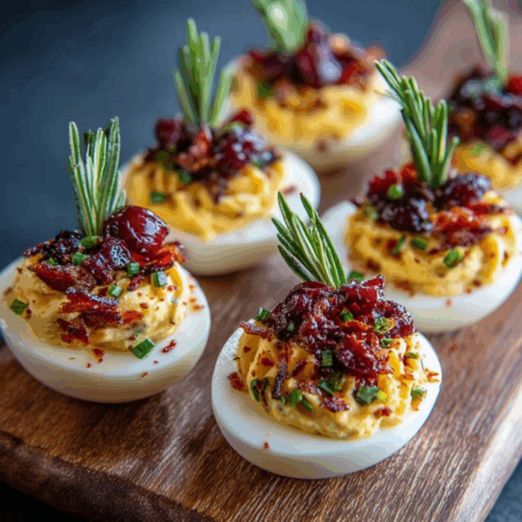 Harvest Cranberry Deviled Eggs
