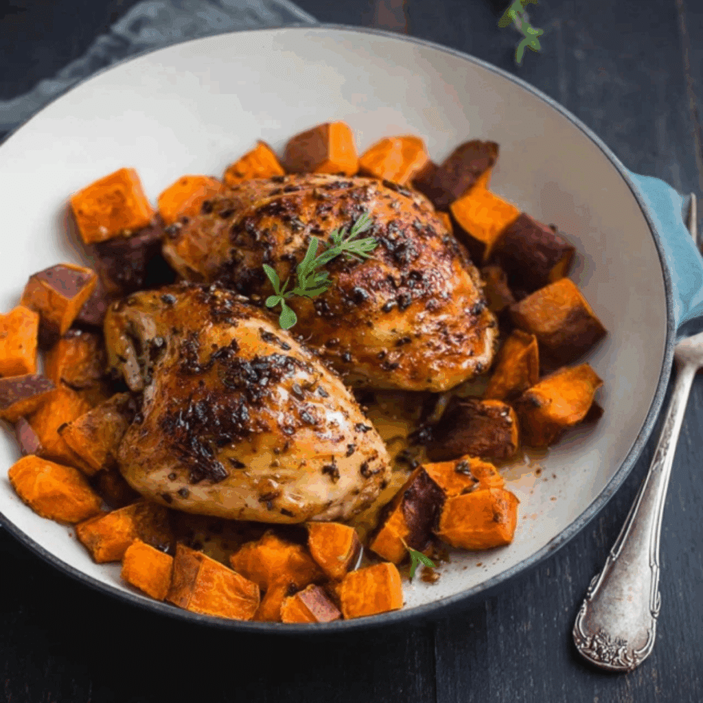 Honey Roasted Chicken and Sweet Potatoes