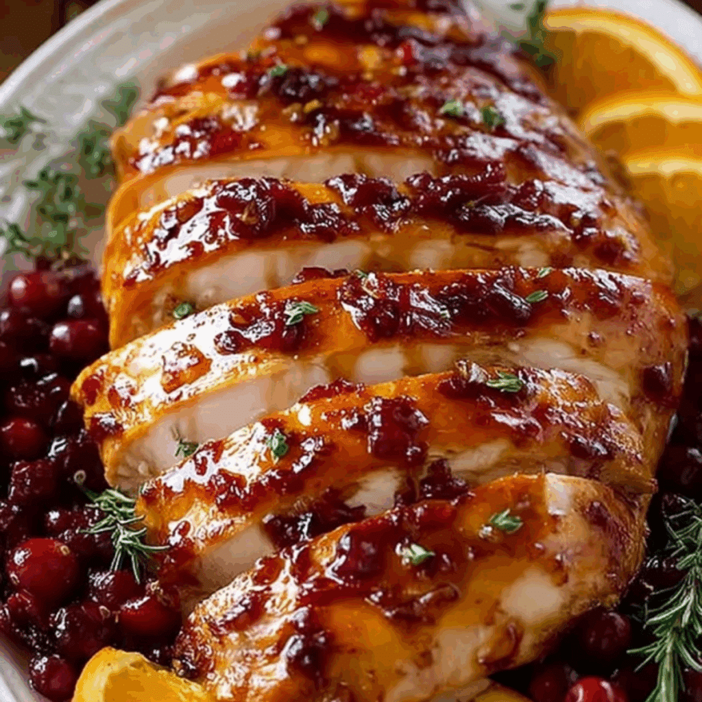 Juicy Cranberry Orange Glazed Turkey Breast