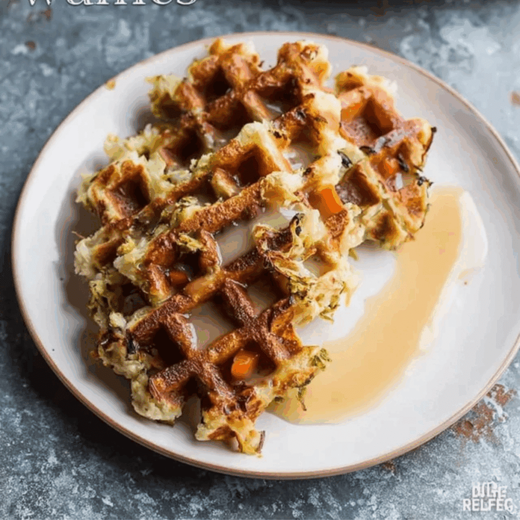 Leftover Stuffing Waffles with Maple Gravy