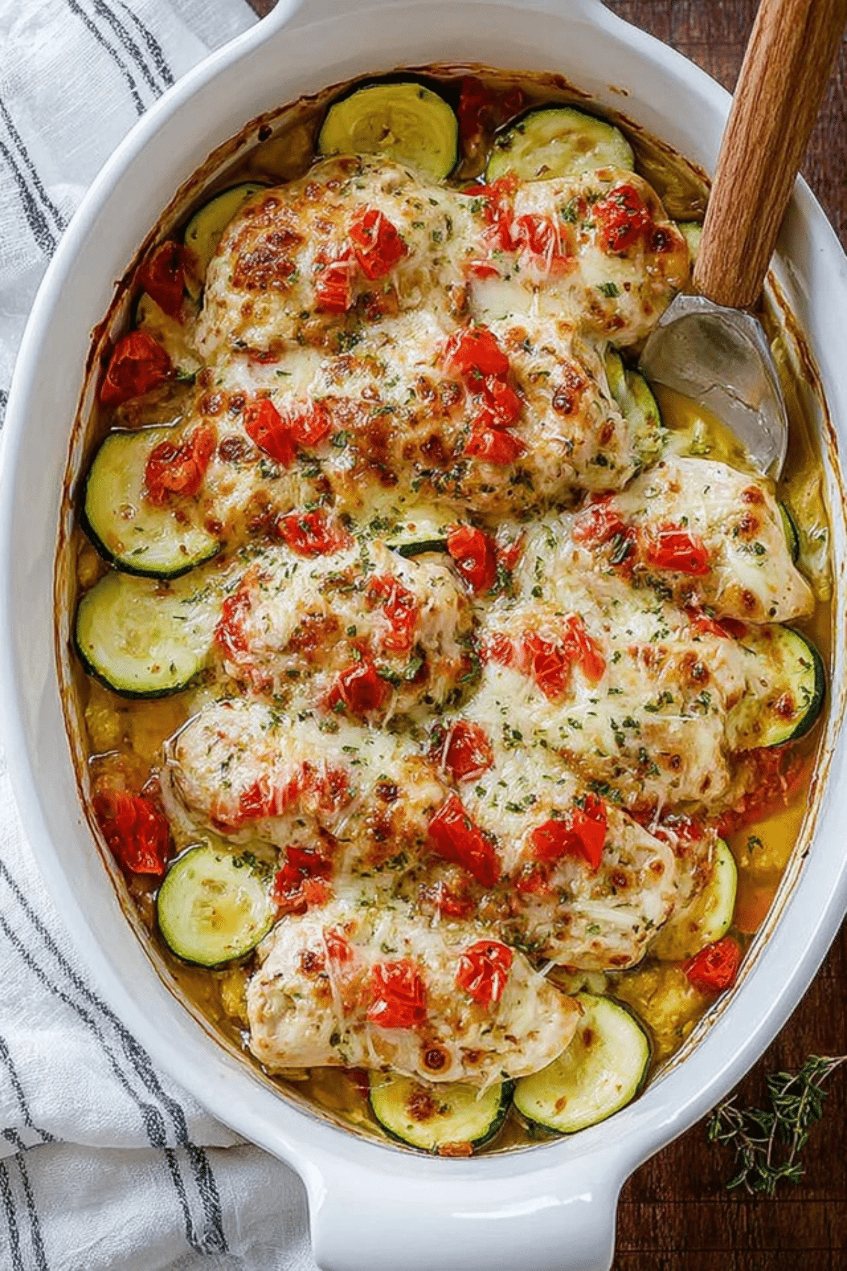 Mediterranean Chicken Zucchini Bake
