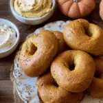 Pumpkin Sourdough Bagels with Pumpkin Spice Cream Cheese