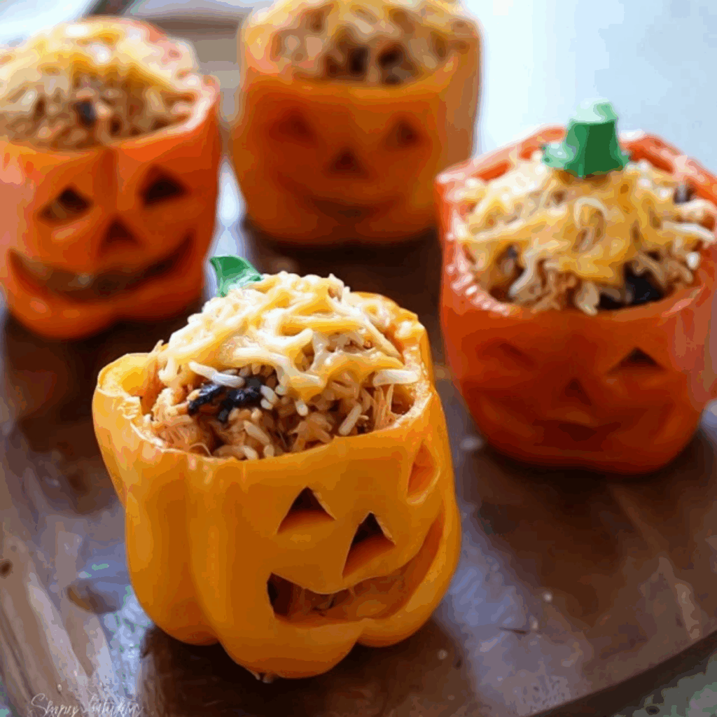 SHREDDED CHICKEN & RICE STUFFED PEPPERS