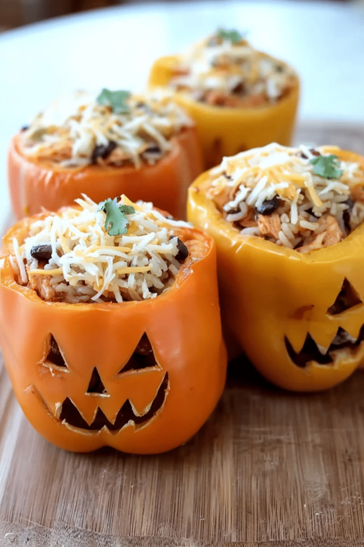 SHREDDED CHICKEN & RICE STUFFED PEPPERS