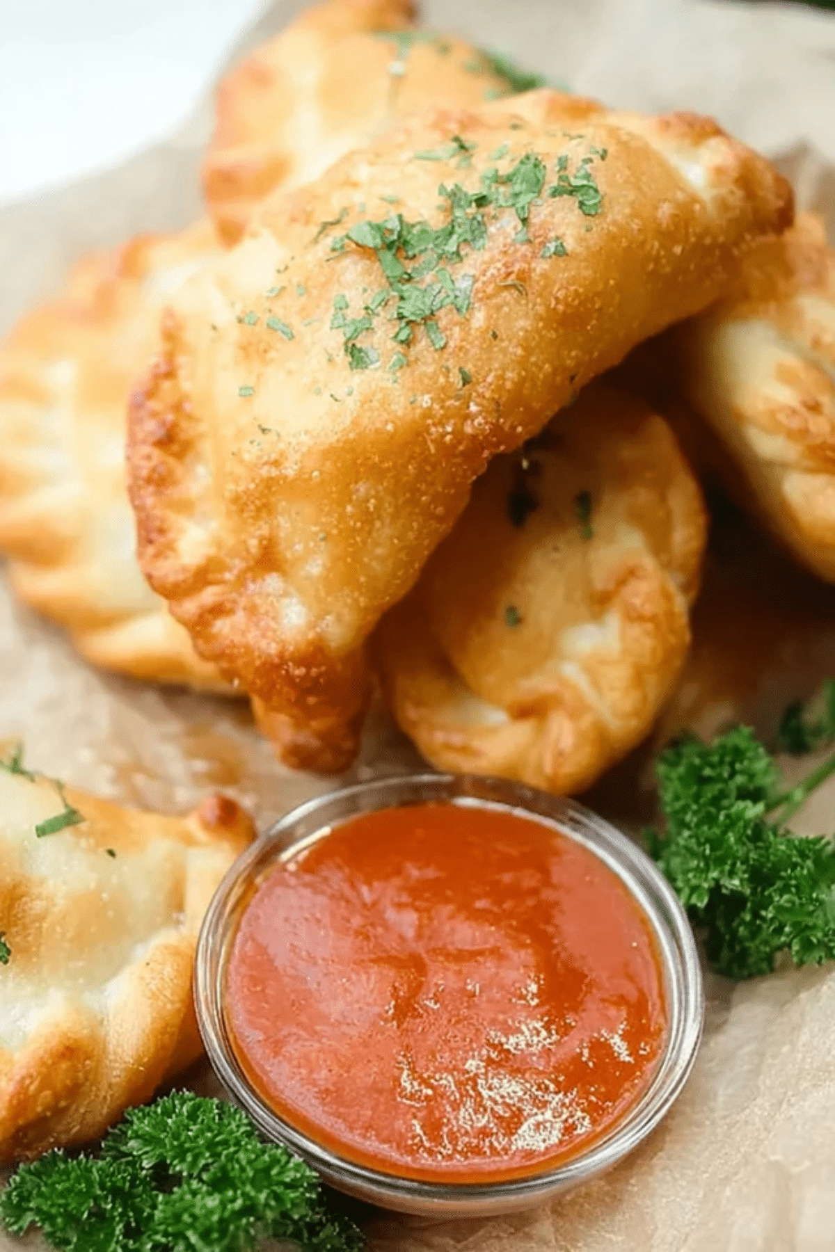 chicken alfredo air fryer calzones
