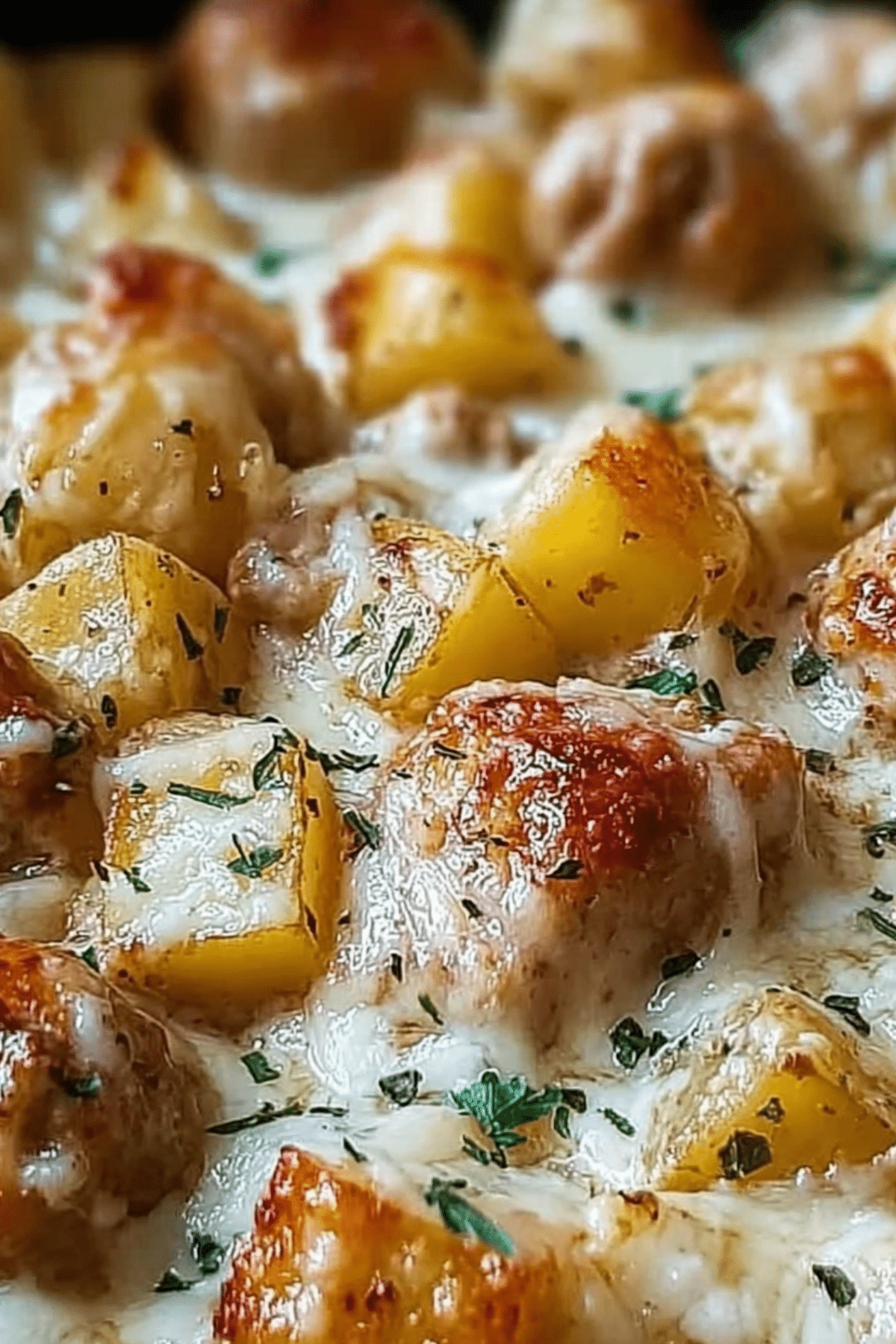 Garlic Parmesan Crockpot Chicken and Potatoes served with fresh parsley