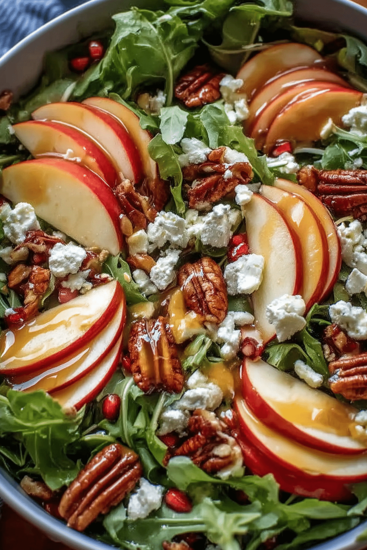 Autumn Harvest Honeycrisp Apple and Feta Salad served in a bowl with fresh ingredients