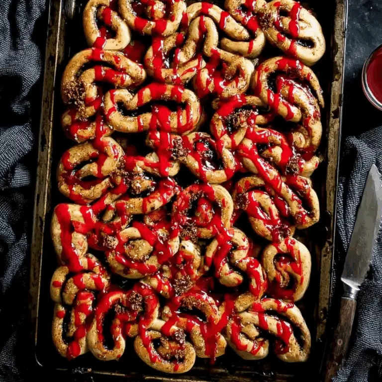 Bloody Guts Cinnamon Rolls – Spooky Halloween Breakfast Treat